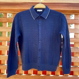 Crewcuts Navy Cardigan with White Trim